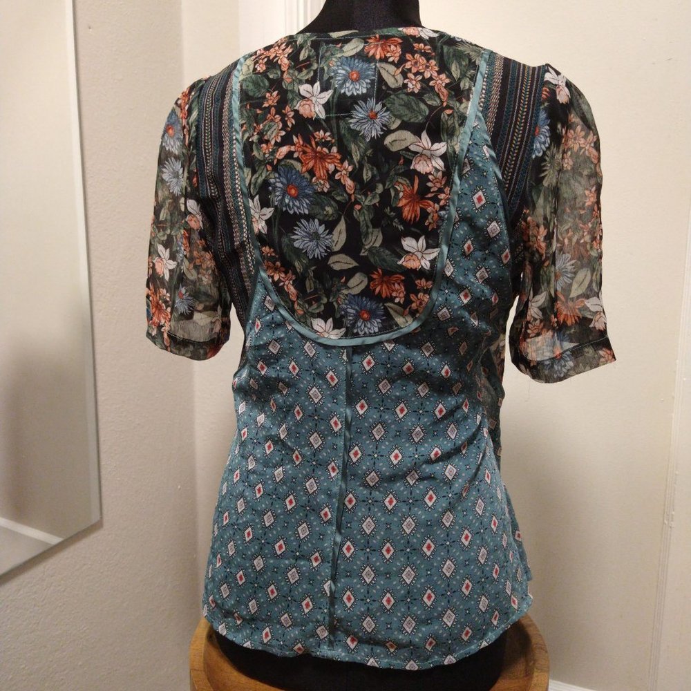 Tiny By Anthropologie Patchwork Floral Wrap Top - image 2